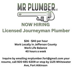 Paid advertisement, job opportunity: MR Plumber LLC