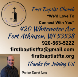 Welcome back in 2024 to our advertiser: First Baptist Church